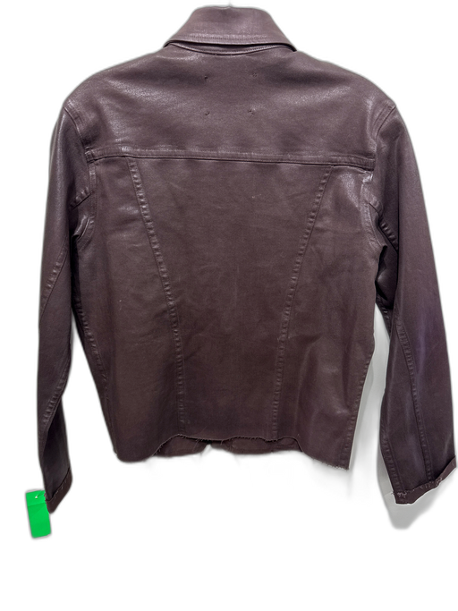 L'agence Size Medium Dark Brown Cotton Blend Long Sleeve Button Front Jacket Dark Brown / Medium