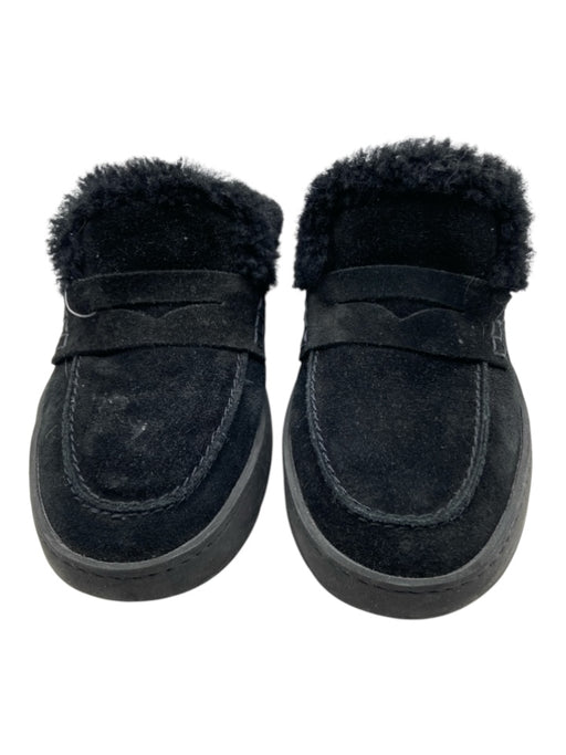 Aquatalia Shoe Size 10 Black Suede Sherpa Penny Loafer Mule Foam Sole Loafers Black / 10