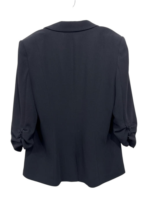 Cinq a Sept Size 12 Black Triacetate Blend Scrunch Sleeve Shoulder Pads Jacket Black / 12