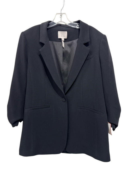 Cinq a Sept Size 12 Black Triacetate Blend Scrunch Sleeve Shoulder Pads Jacket Black / 12