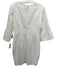 Lela Rose Size 8 Off White Cotton Blend Wide Neck Textured 3/4 Sleeve Dress Off White / 8