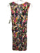 Artelier Size 10 Multi Linen Blend Sleeveless Zip & Hook Closure Ruched Dress Multi / 10