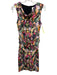 Artelier Size 10 Multi Linen Blend Sleeveless Zip & Hook Closure Ruched Dress Multi / 10