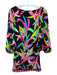 Trina Turk Size M Black & Multi Nylon Blend Abstract Print Wide Neck Top Black & Multi / M