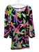 Trina Turk Size M Black & Multi Nylon Blend Abstract Print Wide Neck Top Black & Multi / M