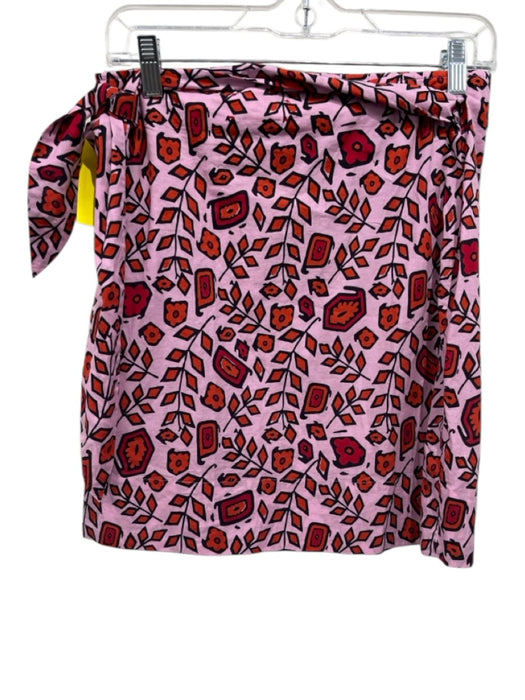 XiRENA Size M Pink, Black & Red Cotton Wrap Floral Print Above knee Skirt Pink, Black & Red / M