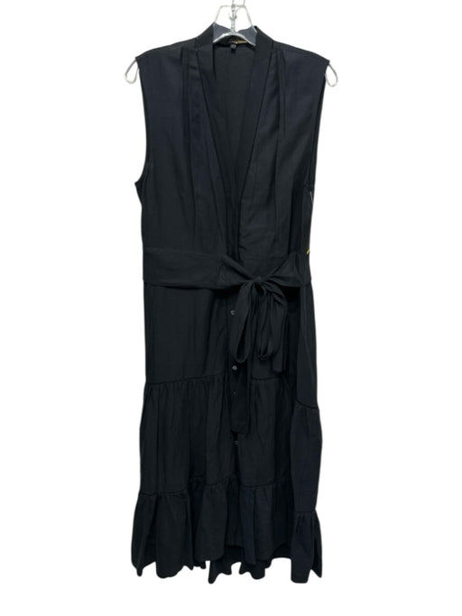 Kobi Halperin Size L Black Tencel Blend Button Front Maxi Sleeveless Dress Black / L