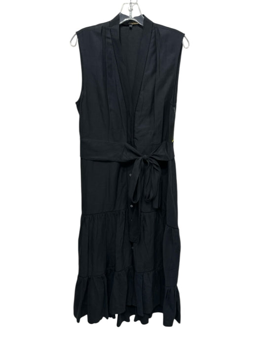 Kobi Halperin Size L Black Tencel Blend Button Front Maxi Sleeveless Dress Black / L