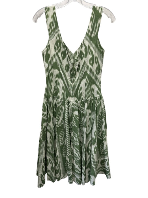 Lena Hoschek Size M Green Cotton Sleeveless Zip Back Pleated Skirt Midi Dress Green / M