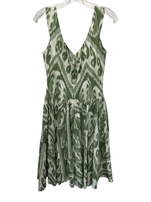 Lena Hoschek Size M Green Cotton Sleeveless Zip Back Pleated Skirt Midi Dress Green / M