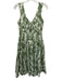 Lena Hoschek Size M Green Cotton Sleeveless Zip Back Pleated Skirt Midi Dress Green / M