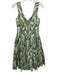 Lena Hoschek Size M Green Cotton Sleeveless Zip Back Pleated Skirt Midi Dress Green / M