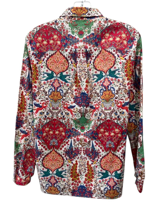 Etro Size 46 White, Red & Multi Cotton Blend Flora & Fauna Paisley Button up Top White, Red & Multi / 46