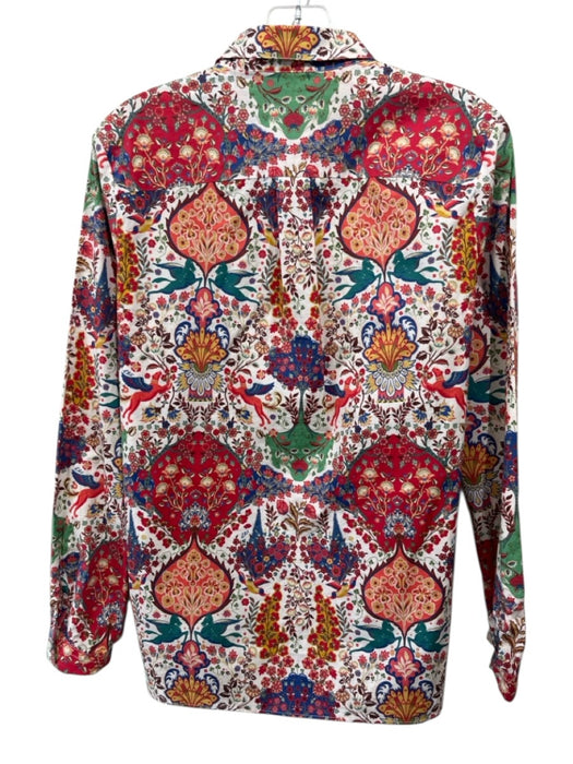 Etro Size 46 White, Red & Multi Cotton Blend Flora & Fauna Paisley Button up Top White, Red & Multi / 46