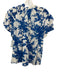 Caballero Size M White & Blue Viscose Botanical Short Ruffle Sleeve Top White & Blue / M