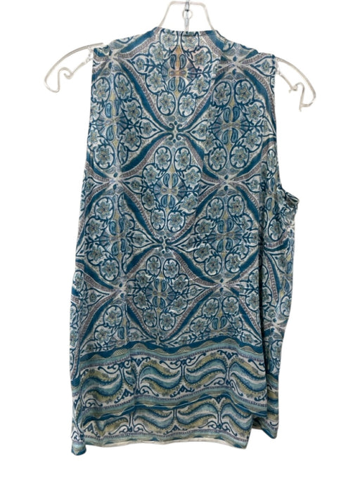 Bell by Alicia Bell Size M White & Teal Silk & Cotton Floral Paisley Top White & Teal / M