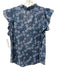 Perry Walker Size 3 Mixed Blues Cotton Floral Ruffle Cap Sleeve V Neck Top Mixed Blues / 3