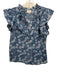 Perry Walker Size 3 Mixed Blues Cotton Floral Ruffle Cap Sleeve V Neck Top Mixed Blues / 3
