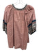 XiRENA Size S Beige, Red & Navy Blue Cotton Geometric Floral Print V Neck Top Beige, Red & Navy Blue / S