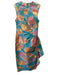 Lela Rose Size 8 Aqua, Orange & Multi Polyester Abstract Floral Sleeveless Dress Aqua, Orange & Multi / 8