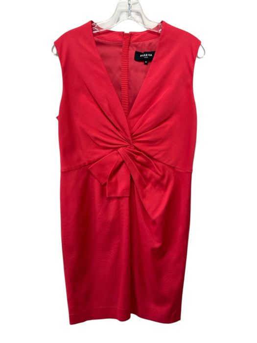 Paule Ka Size 44 Red Acetate Blend Sleeveless V Neck Twist Detail Back Zip Dress Red / 44