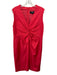 Paule Ka Size 44 Red Acetate Blend Sleeveless V Neck Twist Detail Back Zip Dress Red / 44
