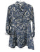 Veronica Beard Size 10 Blue & Cream White Cotton Blend Long Sleeve Paisley Dress Blue & Cream White / 10