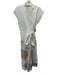 Greek Archaic Kori Size L White & Gold Linen Cross Stitch Embroidery Wrap Dress White & Gold / L