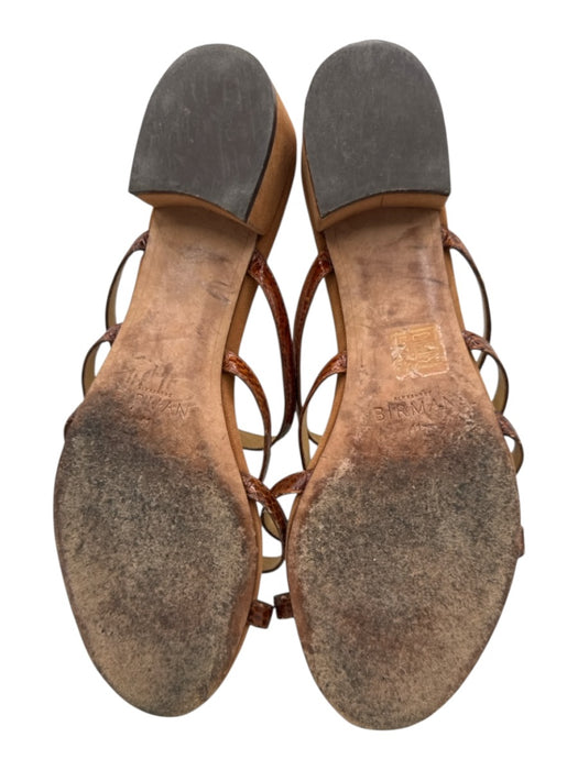 Alexandre Birman Shoe Size 41 Tan Brown Leather Upper Snakeskin Mule Sandals Tan Brown / 41