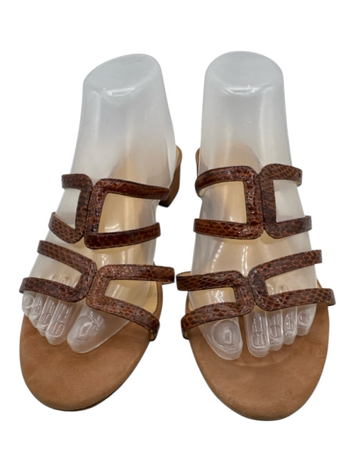 Alexandre Birman Shoe Size 41 Tan Brown Leather Upper Snakeskin Mule Sandals Tan Brown / 41