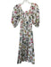 Cara Cara Size L White & Multi Cotton Botanical 1/2 Puff Sleeve Dress White & Multi / L