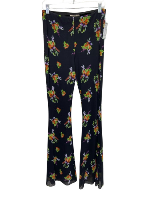 Fuzzi Size L Black & Multi Polyamide Elastic Waistband Floral Mesh Overlay Pants Black & Multi / L