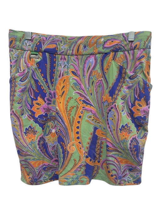 Polo Size M Green, Purple & Multi Nylon Blend Paisley Pockets Above Knee Skort Green, Purple & Multi / M