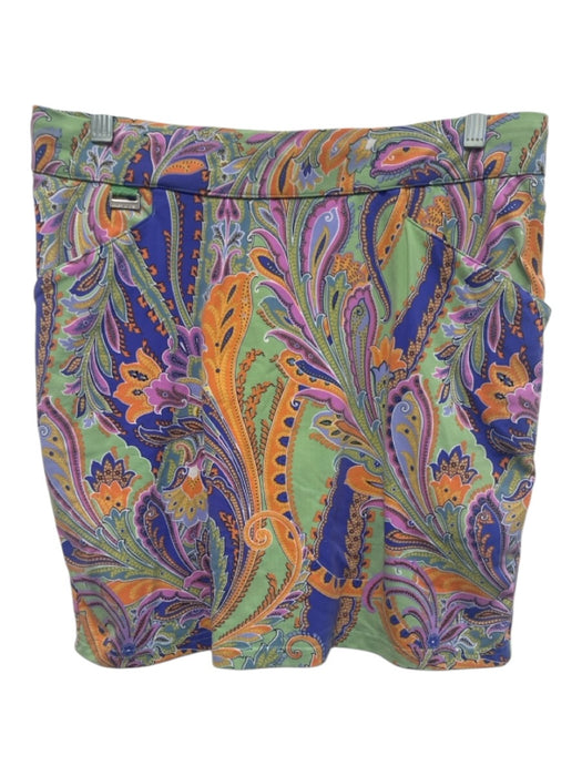 Polo Size M Green, Purple & Multi Nylon Blend Paisley Pockets Above Knee Skort Green, Purple & Multi / M