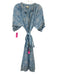 Julia Amory Size L Light blue & white Cotton Short Balloon Sleeve V Neck Dress Light blue & white / L