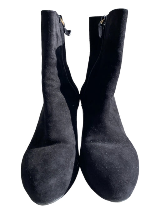 Stuart Weitzman Shoe Size 10 Black Suede Side Zip Block Heel Almond Toe Booties Black / 10