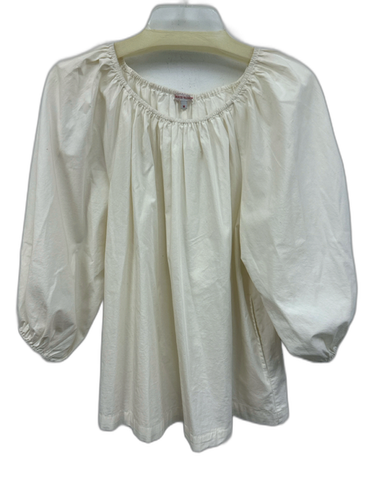 Frances Valentine Size Medium Cream White Cotton Long puff sleeve Gathered Top Cream White / Medium