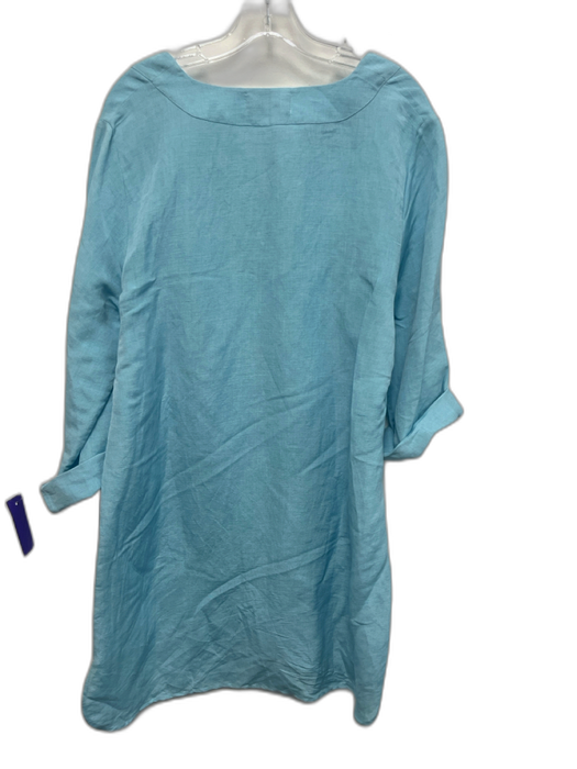 Livro Size 42 Baby Blue Linen Long Sleeve Tunic Neck Dress Baby Blue / 42