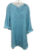 Livro Size 42 Baby Blue Linen Long Sleeve Tunic Neck Dress Baby Blue / 42