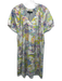 Abbey Glass Size Medium Purple, Green, Pink Cotton Blend Cap Sleeve Floral Dress Purple, Green, Pink / Medium