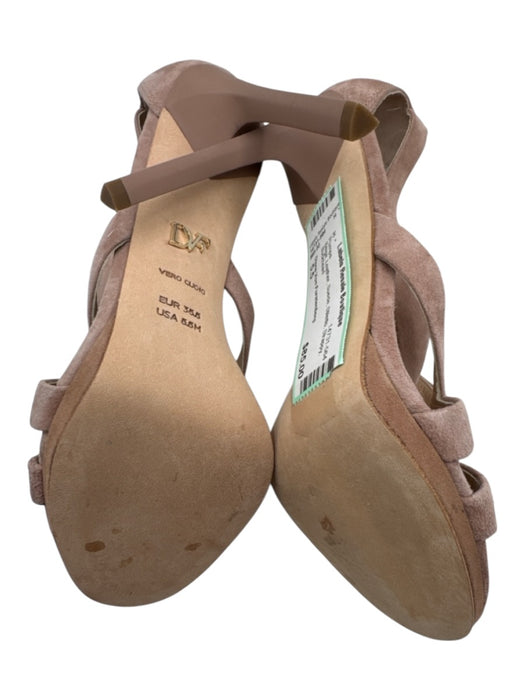 Diane Von Furstenberg Shoe Size 5.5 Beige Leather Suede Stiletto Strappy Pumps Beige / 5.5