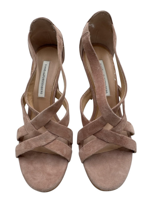 Diane Von Furstenberg Shoe Size 5.5 Beige Leather Suede Stiletto Strappy Pumps Beige / 5.5