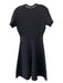 Sandro Size 3/M Black Viscose Blend Short Sleeve Ribbed Open Knit Dress Black / 3/M