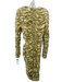 Nicholas Size 12 Yellow & Cream Polyester Blend Long Sleeve Abstract Print Dress Yellow & Cream / 12