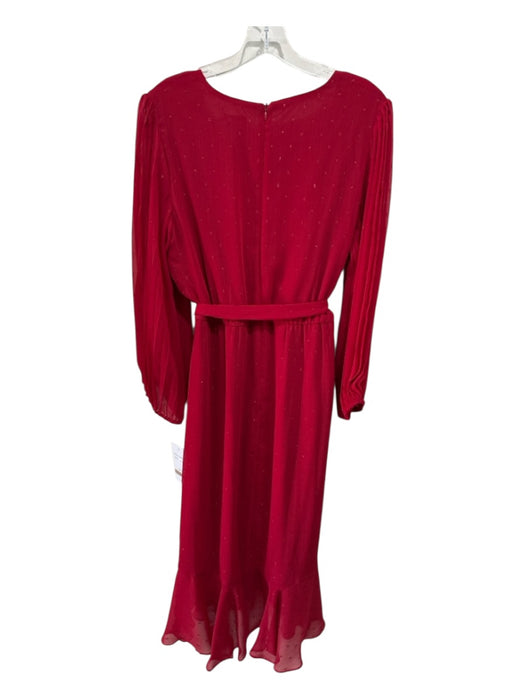Maison Tara Size 12 Red Polyester Long Sleeve Surplice Maxi Dress Red / 12