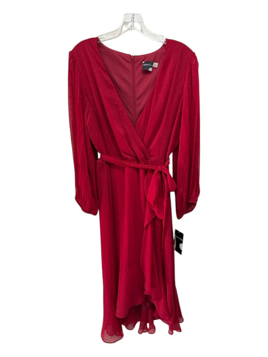 Maison Tara Size 12 Red Polyester Long Sleeve Surplice Maxi Dress Red / 12