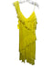 Alice + Olivia Size 10 Yellow Silk Ruffle Cap Sleeve Ruffle Tiered Midi Dress Yellow / 10