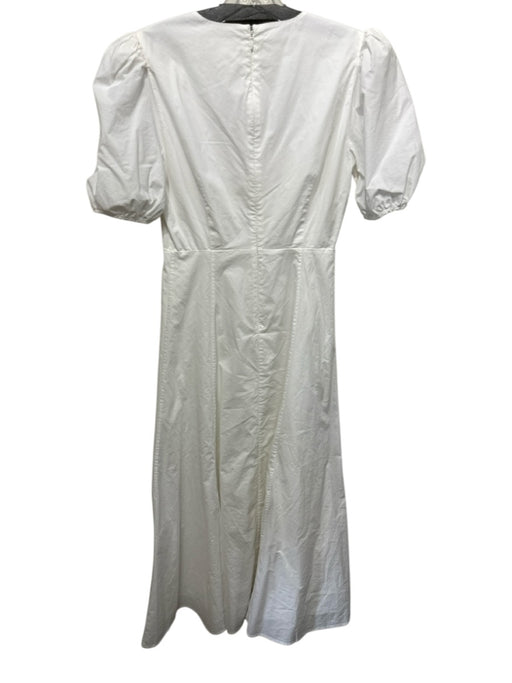 Ronny Kobo Size M White Cotton Bow detail Short Sleeve Back Zip Dress White / M