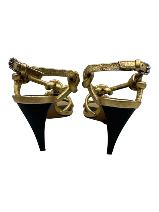 Rebecca Minkoff Shoe Size 5 Gold Leather Upper Knotted Ankle Buckle Sandals Gold / 5