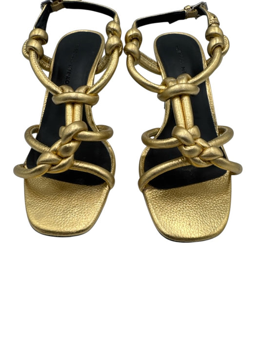 Rebecca Minkoff Shoe Size 5 Gold Leather Upper Knotted Ankle Buckle Sandals Gold / 5